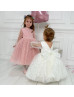 Long Sleeves Gold Star Tulle Pearl Beaded Flower Girl Dress